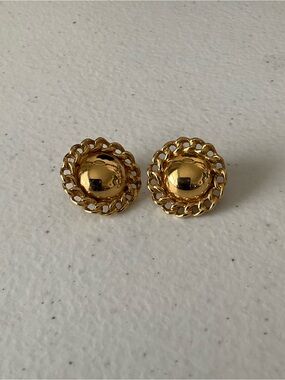 Monet Gold-Tone Braided Rim Button Earrings